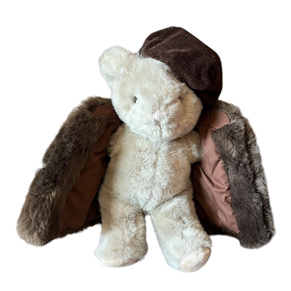 Vintage Mary Meyer Plush Bear Society Celia, Faux Fur Coat Jacket Beret Hat 12” - Picture 3 of 10